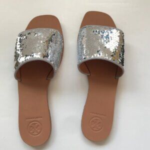 TORY BURCH silver CARTER slide sandal, 9